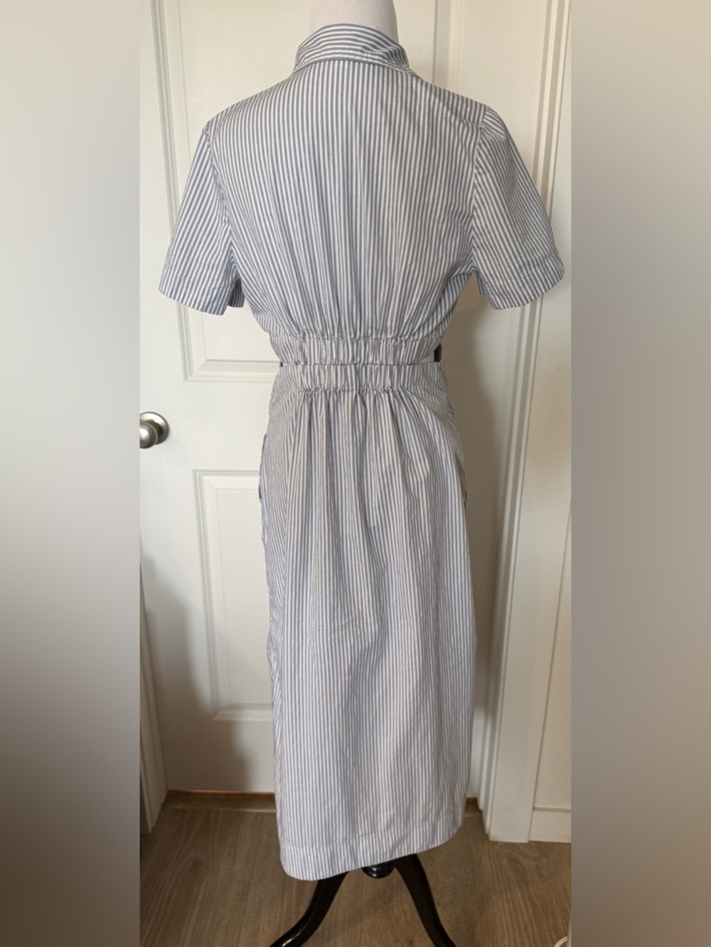 Old Navy Blue and White Striped Button-Front Midi Dress Small - Picture 3 of 6